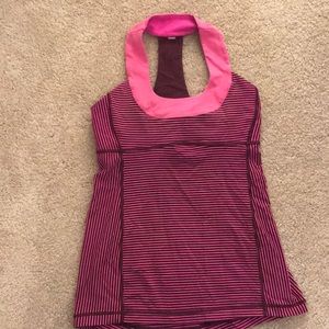 Striped Pink Lululemon athletic tank